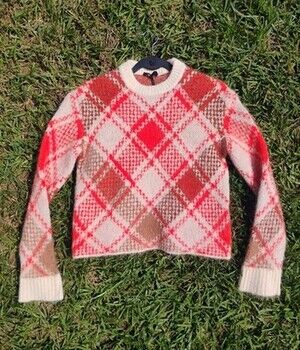 Maje Cardigan Sweater Diamond Pattern Made With Real Alpaca Wool.